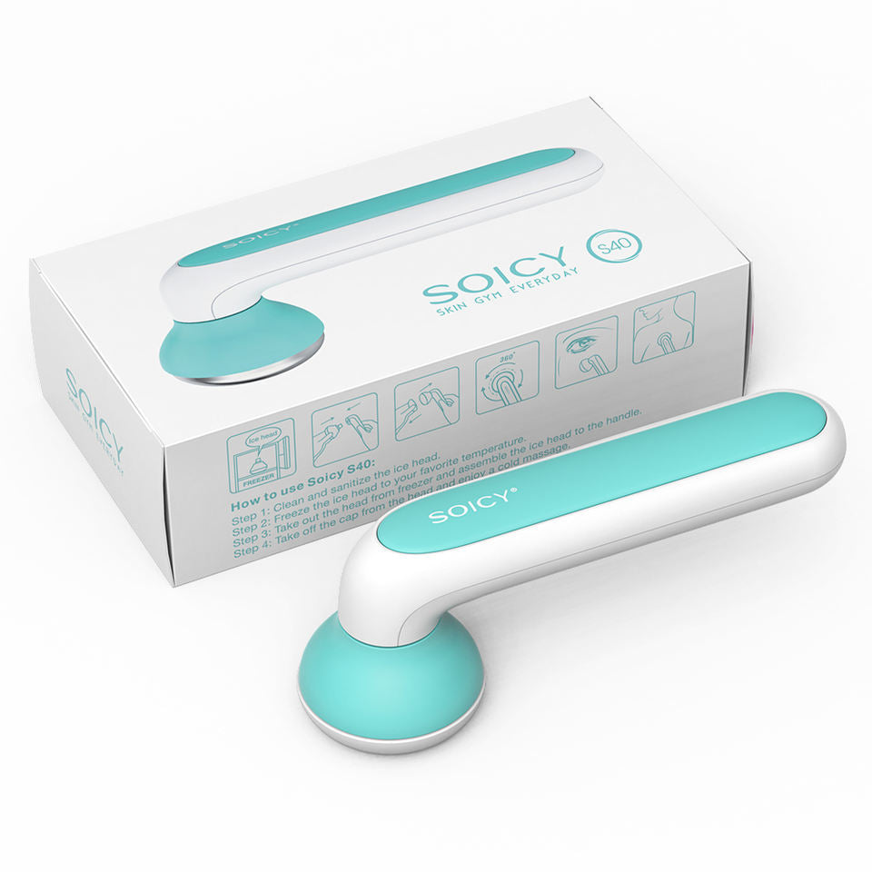 Soicy Ice Roller 2 Head Face Roller S40 Skin Cooling Tool Stainless Steel Replaceable Cool Massage for Face Eyes Body Relief