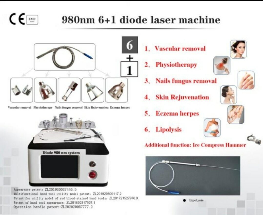 Spider Vein Removal 980Nm Diode Laser Vascular Removal Machine Skin Rejuvenation